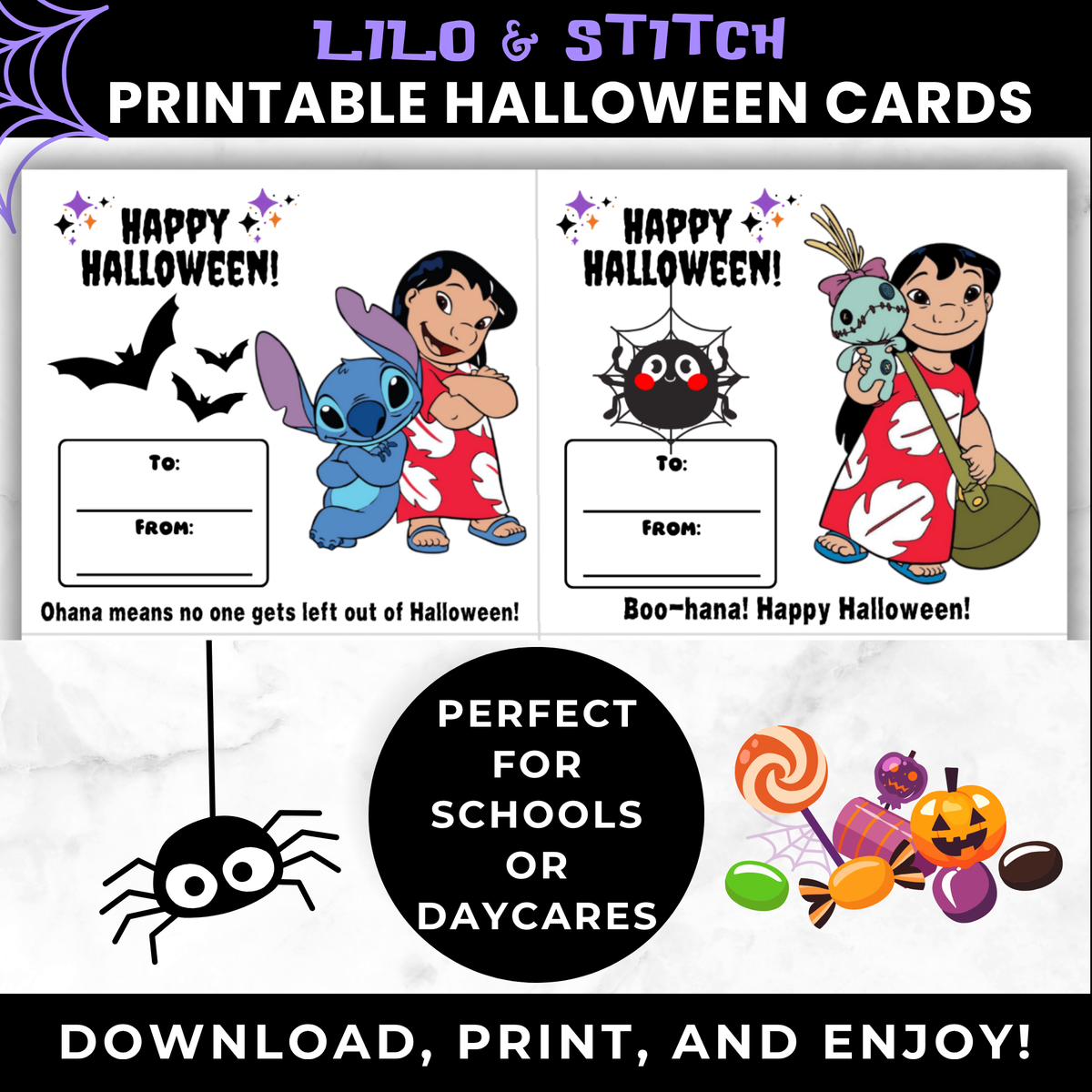 Lilo & Stitch treat cards printable, card design
