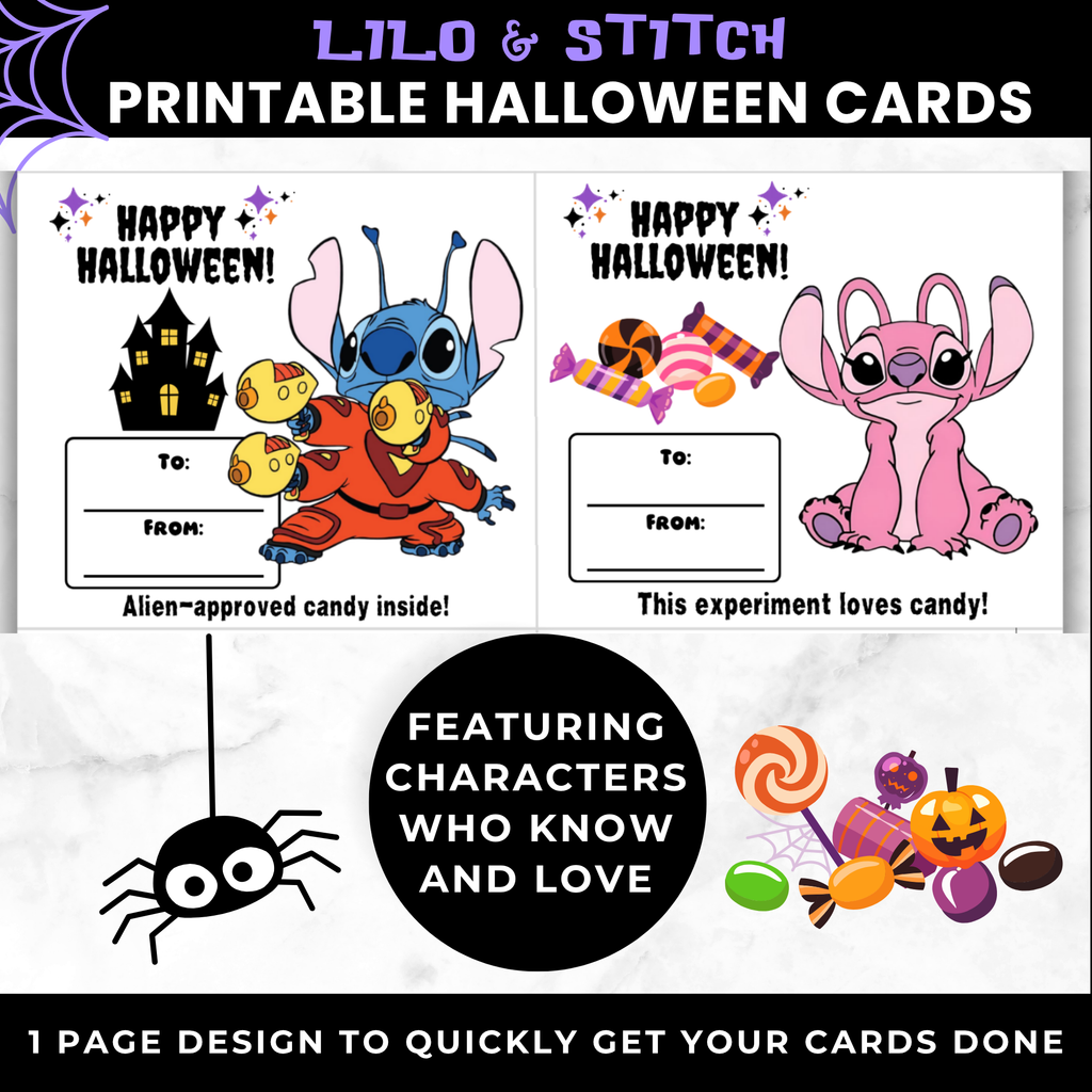 Lilo & Stitch treat cards printable, card design