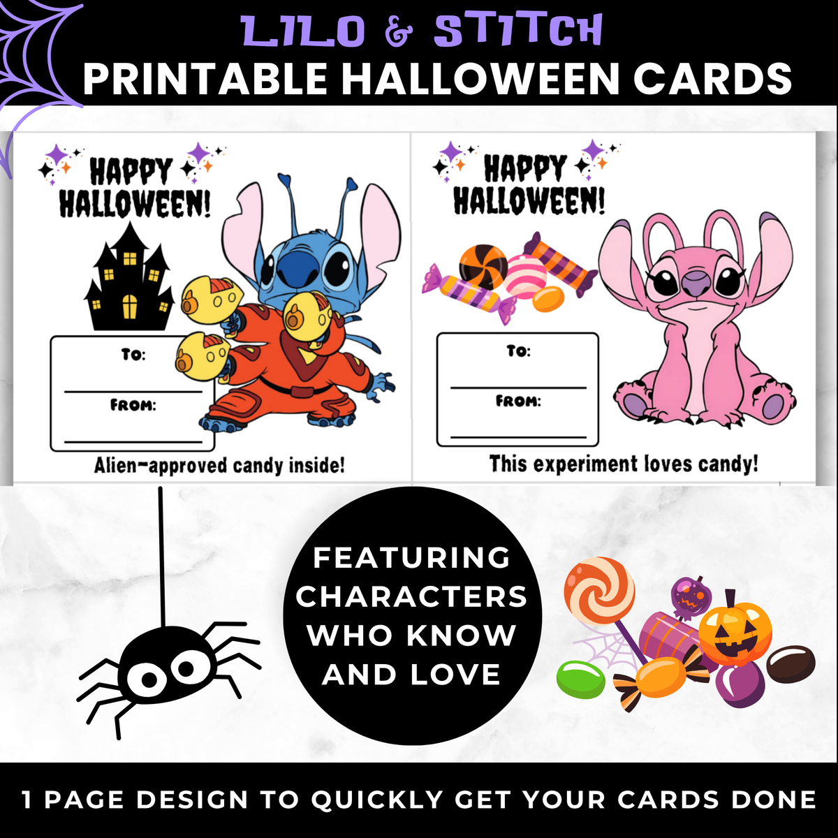 Lilo & Stitch treat cards printable, card design