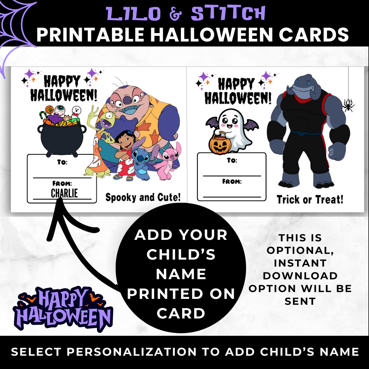 Lilo & Stitch treat cards printable, card design