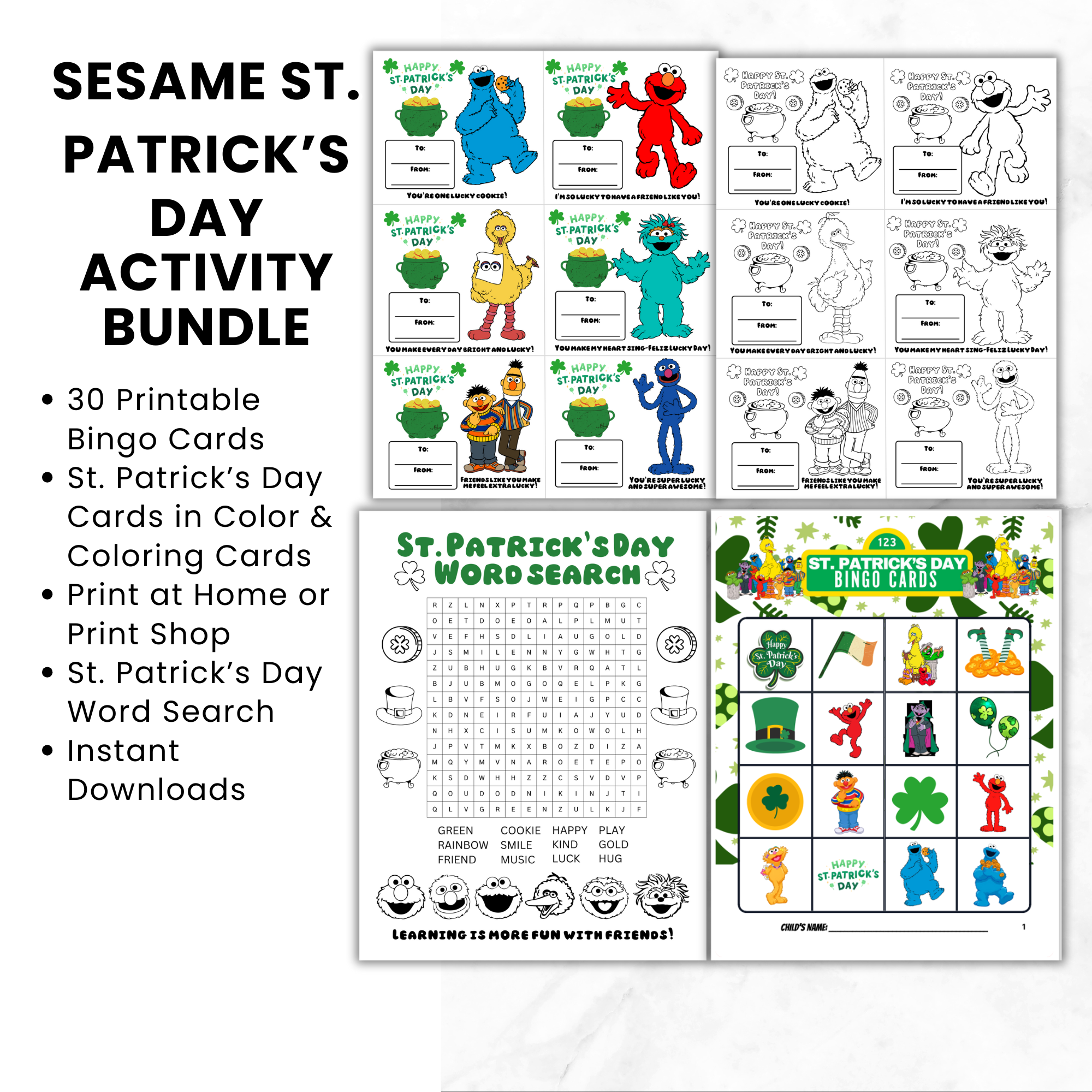Sesame Street St. Patrick's Day Activity Bundle