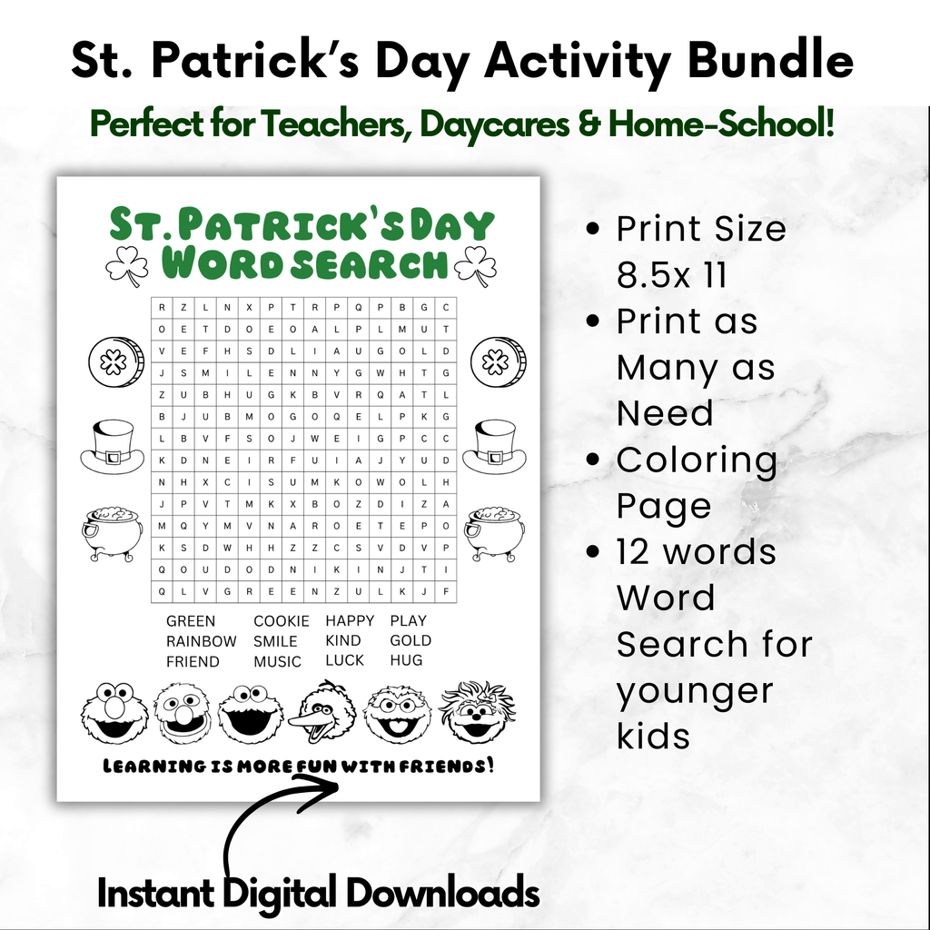 Sesame Street St. Patrick's Day Activity Bundle