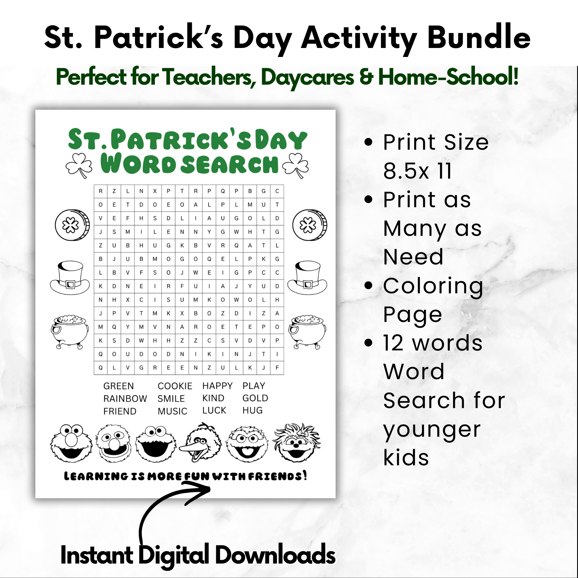 Sesame Street St. Patrick's Day Activity Bundle
