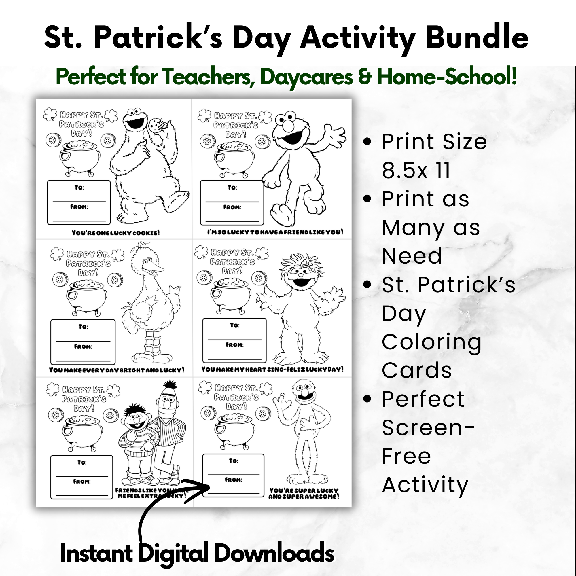 Sesame Street St. Patrick's Day Activity Bundle