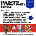 Paw Patrol Birthday Party Bundle Printable | Paw Patrol Party Games for Kids | Bingo, Scavenger Hunt, Coloring Book & Invitation | Instant Download
