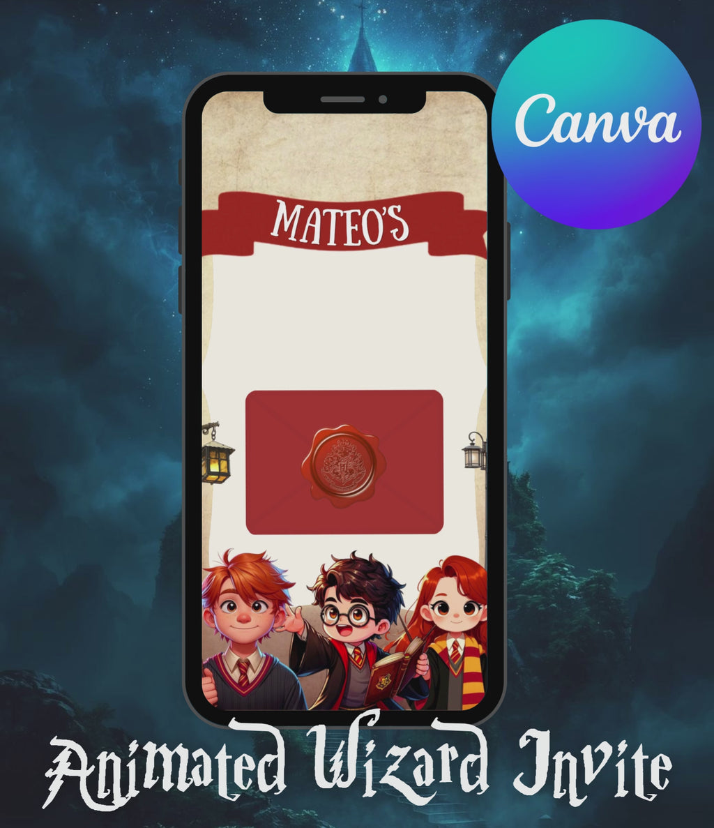 Harry Potter Inspired Animated Birthday Invitation for Kids | Personalized Wizard Video Invite
