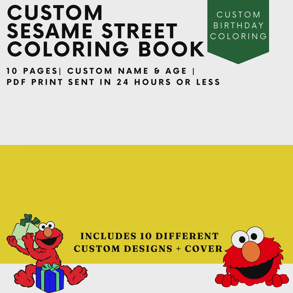 Personalized Elmo Birthday Coloring Book | Custom Kids Printable