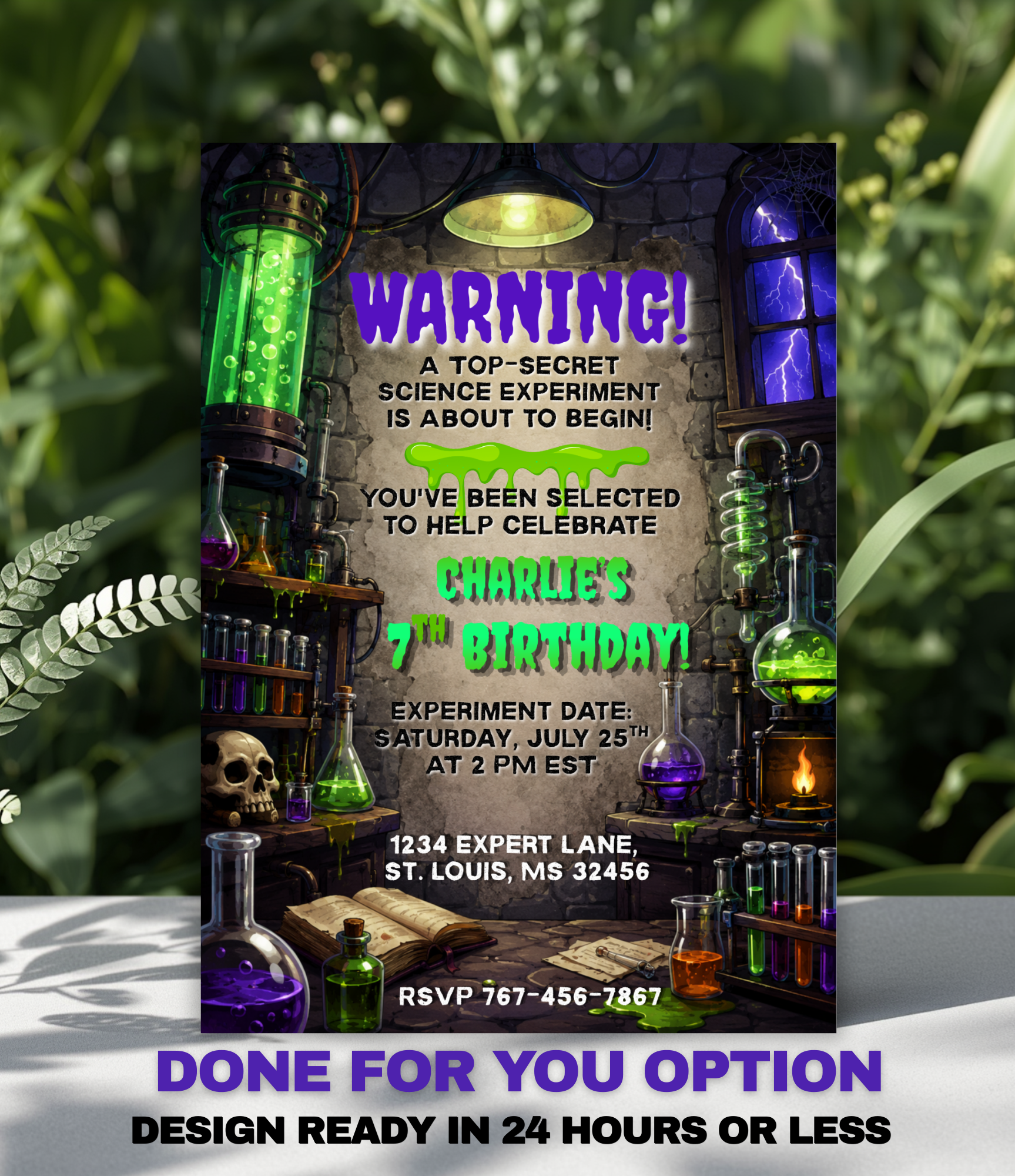 Mad Scientist Birthday Invitation | Science Birthday Party Invite | Editable Canva Template or Personalized Digital Invite