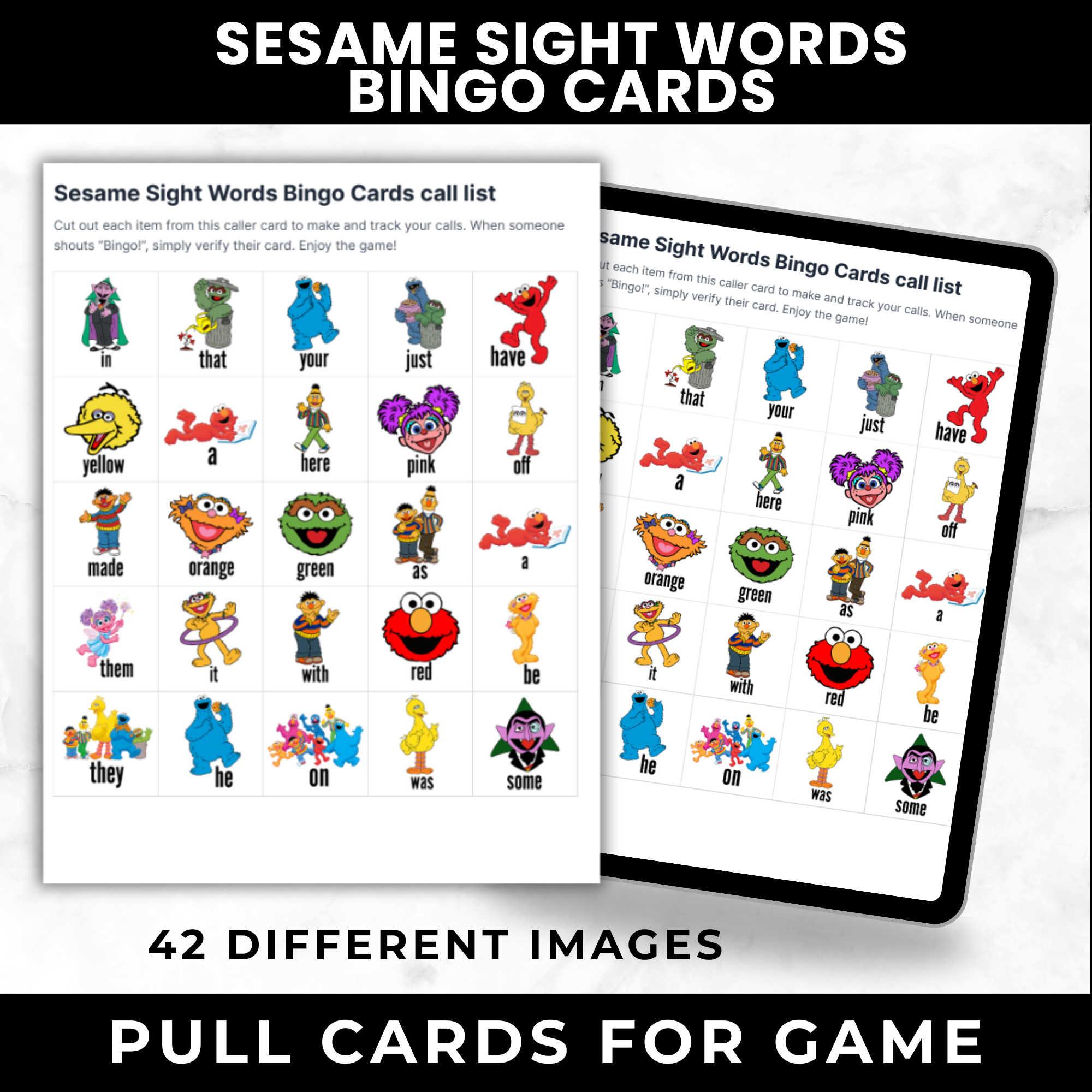 Sesame Street Sight Word Bingo Game