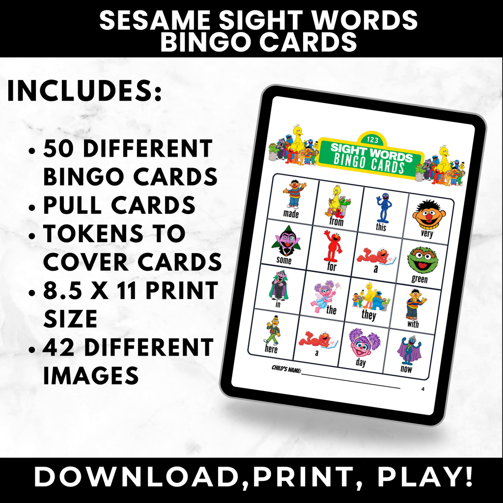 Sesame Street Sight Word Bingo Game