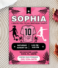 Pink Soccer birthday invitation printable, invitation design