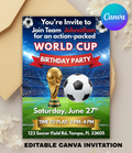 World Cup Soccer Birthday Invitation | Editable Canva Party Invite