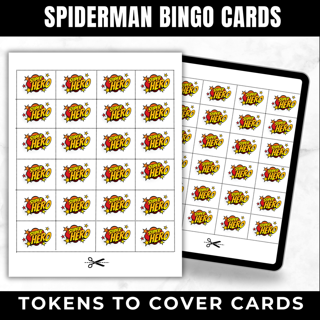 Spiderman Birthday Bingo Cards Printable for Kids | Superhero Party Game