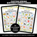 Custom Spring Birthday Bingo Cards for Kids