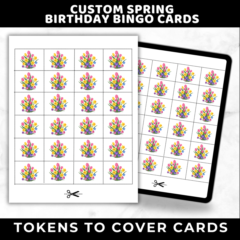 Custom Spring Birthday Bingo Cards for Kids