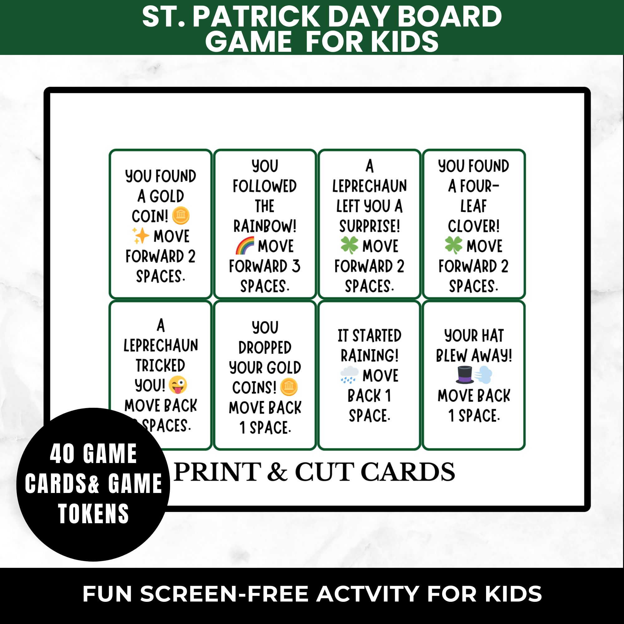 St Patrick’s Day Board Game for Kids Printable