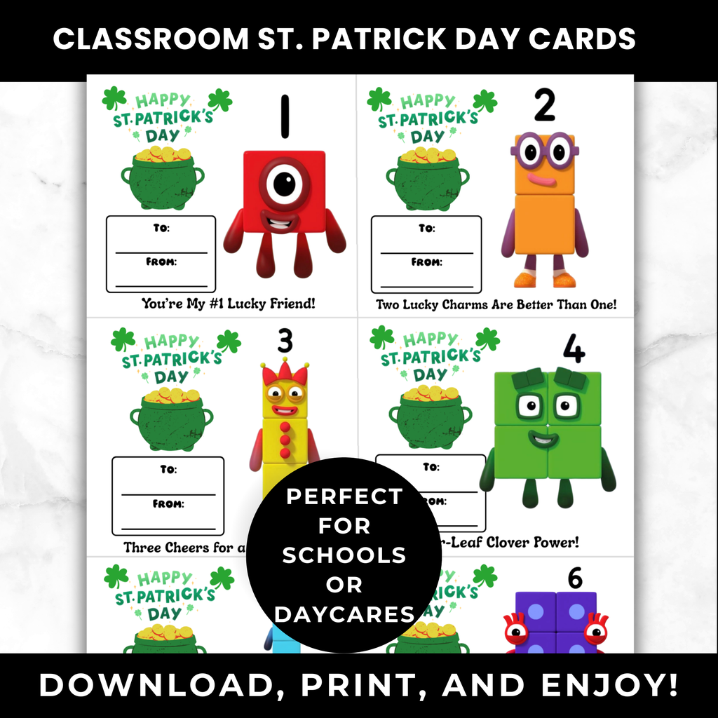 St Patrick’s Day Number Cards for Kids