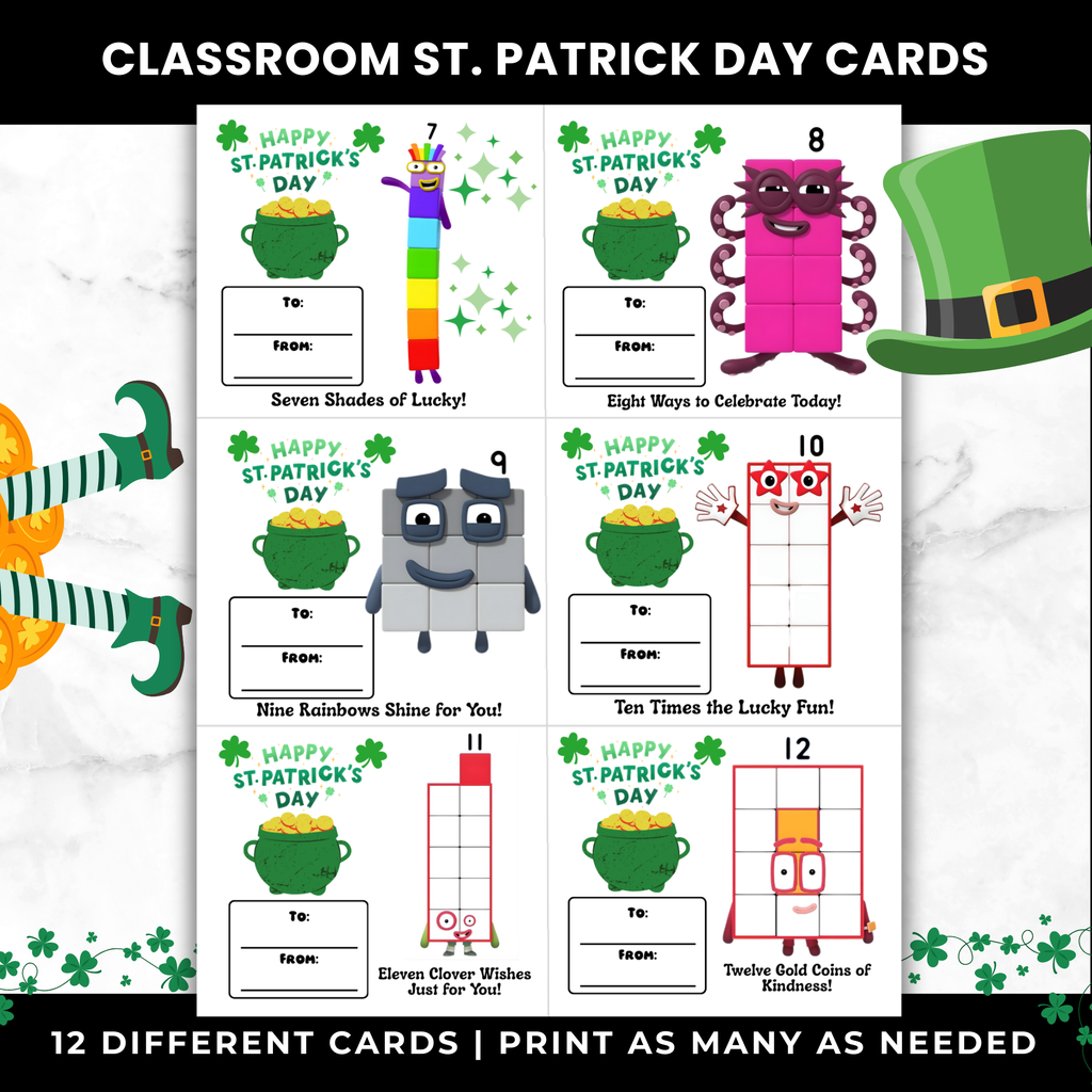 St Patrick’s Day Number Cards for Kids