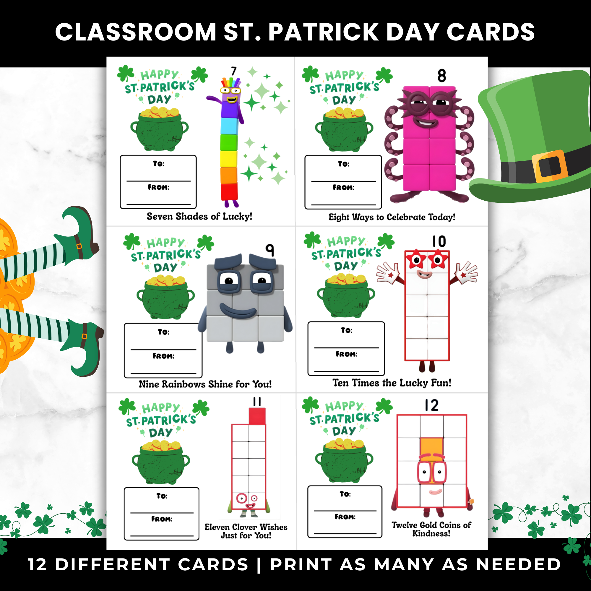 St Patrick’s Day Number Cards for Kids
