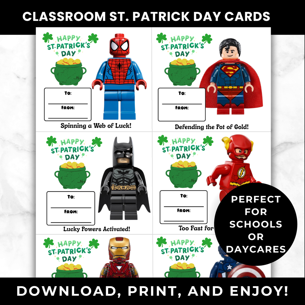 Superhero St Patrick’s Day Cards for Kids