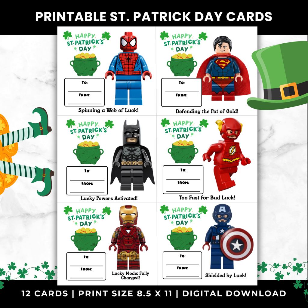 Superhero St Patrick’s Day Cards for Kids