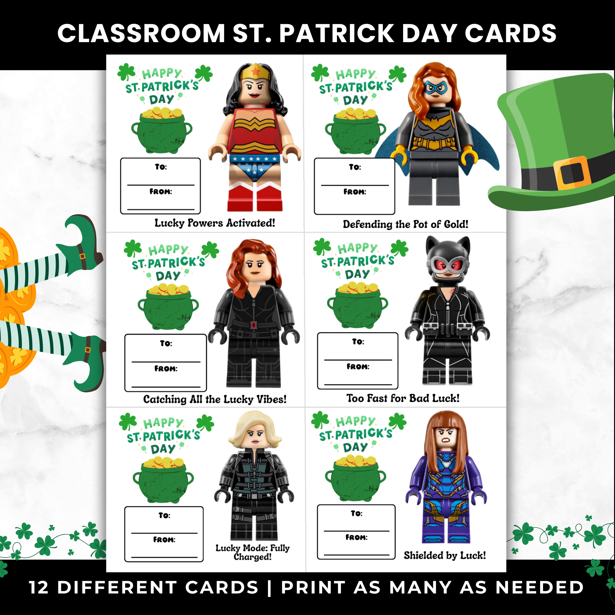 Superhero St Patrick’s Day Cards for Kids