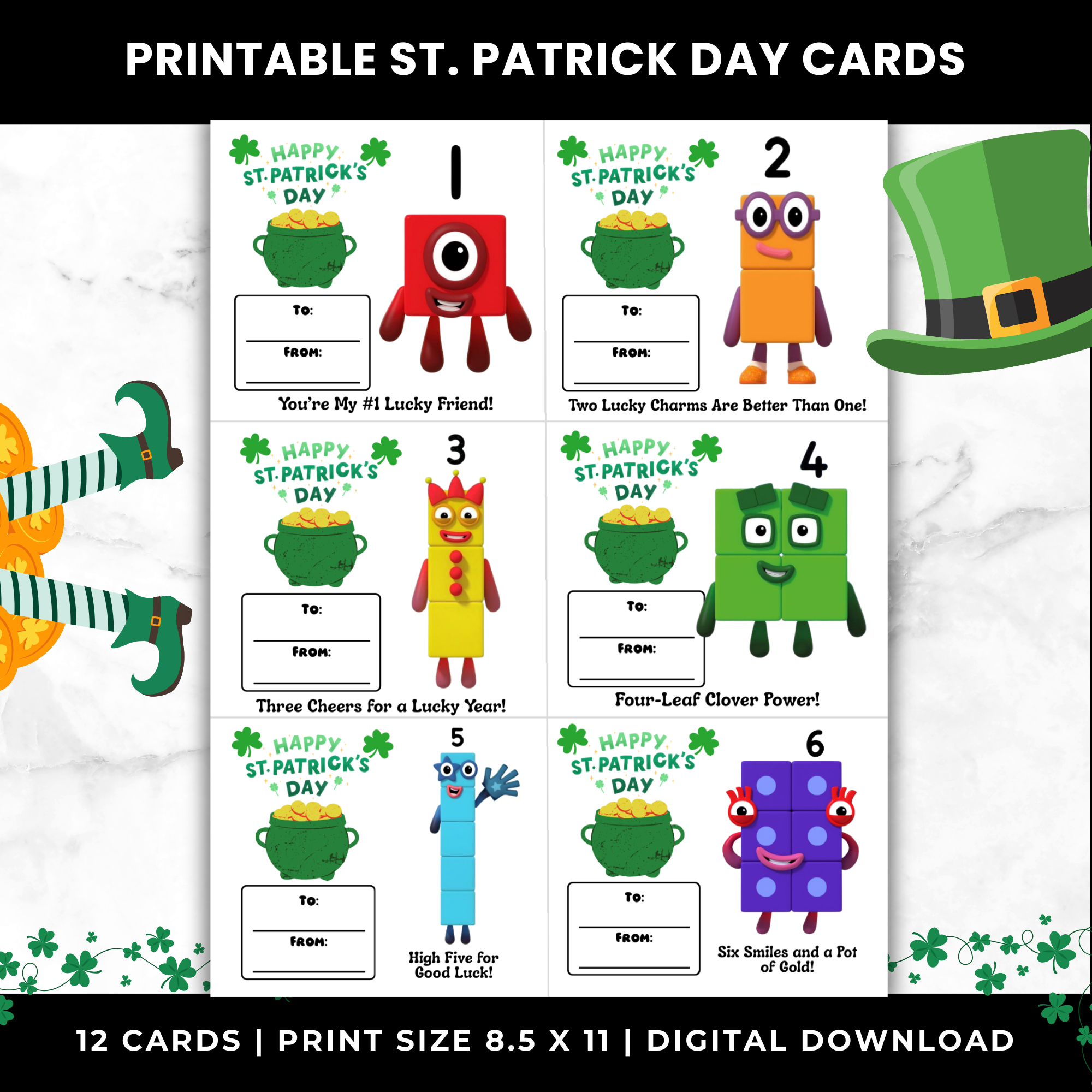 St Patrick’s Day Number Cards for Kids