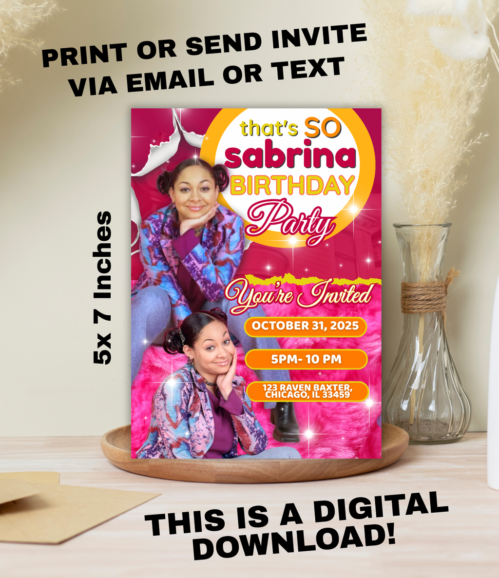 Editable That's So Raven Birthday Invite Template | Editable Canva Adult Party Invite