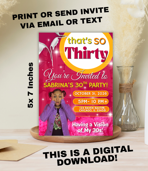 30th Birthday Invitation Template Editable Canva | That's So Raven Birthday Party Invite | Thirty and Thriving Invitation | Y2K Birthday Theme
