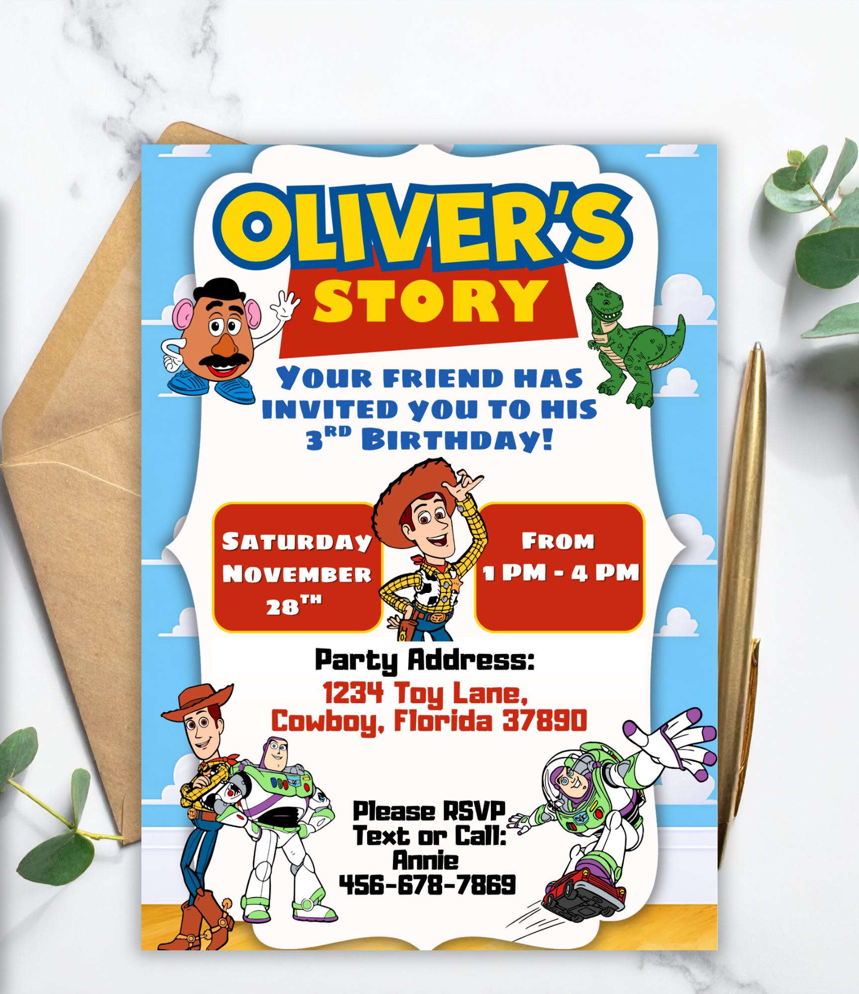 Toy Story Birthday Invitation for Boys | Personalized Toy Story Birthday Invite