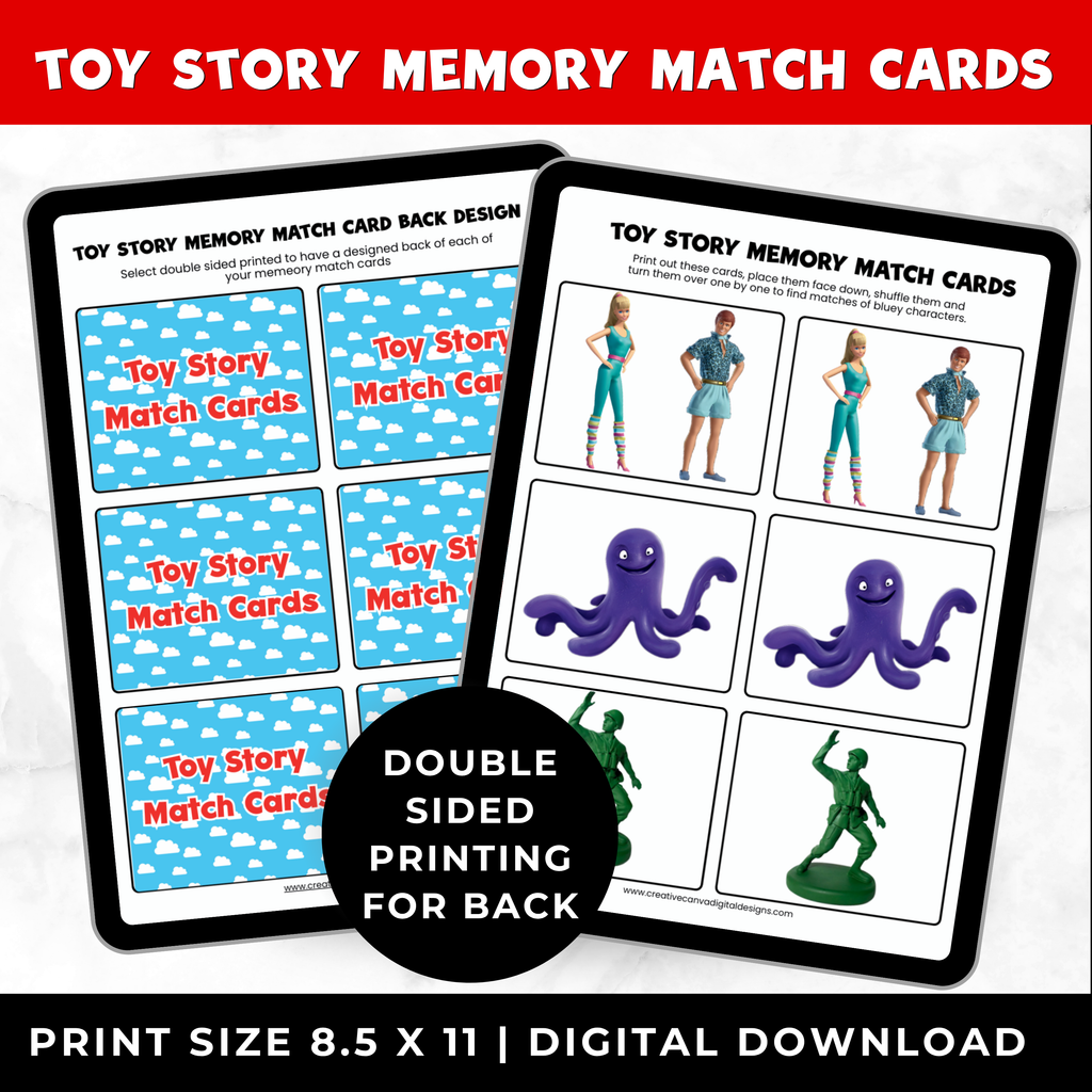 Toy Story Memory Match Game Printable | Toy Story Birthday Party Game for Kids | Toddler Matching Cards