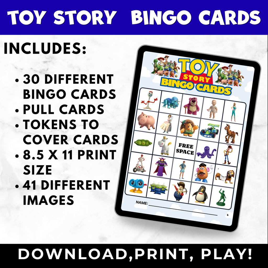 Toy Story Bingo Cards Printable | Toy Story Party Game for Kids | 30 Bingo Cards | Instant Download