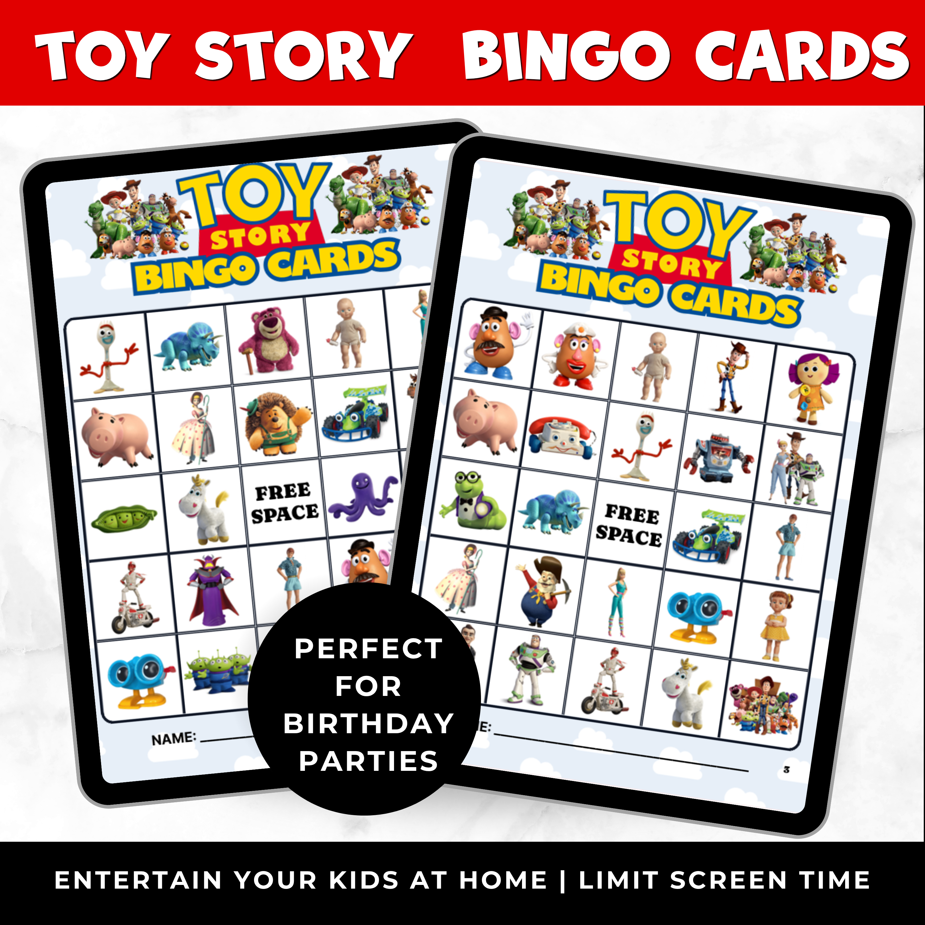 Toy Story Bingo Cards Printable | Toy Story Party Game for Kids | 30 Bingo Cards | Instant Download