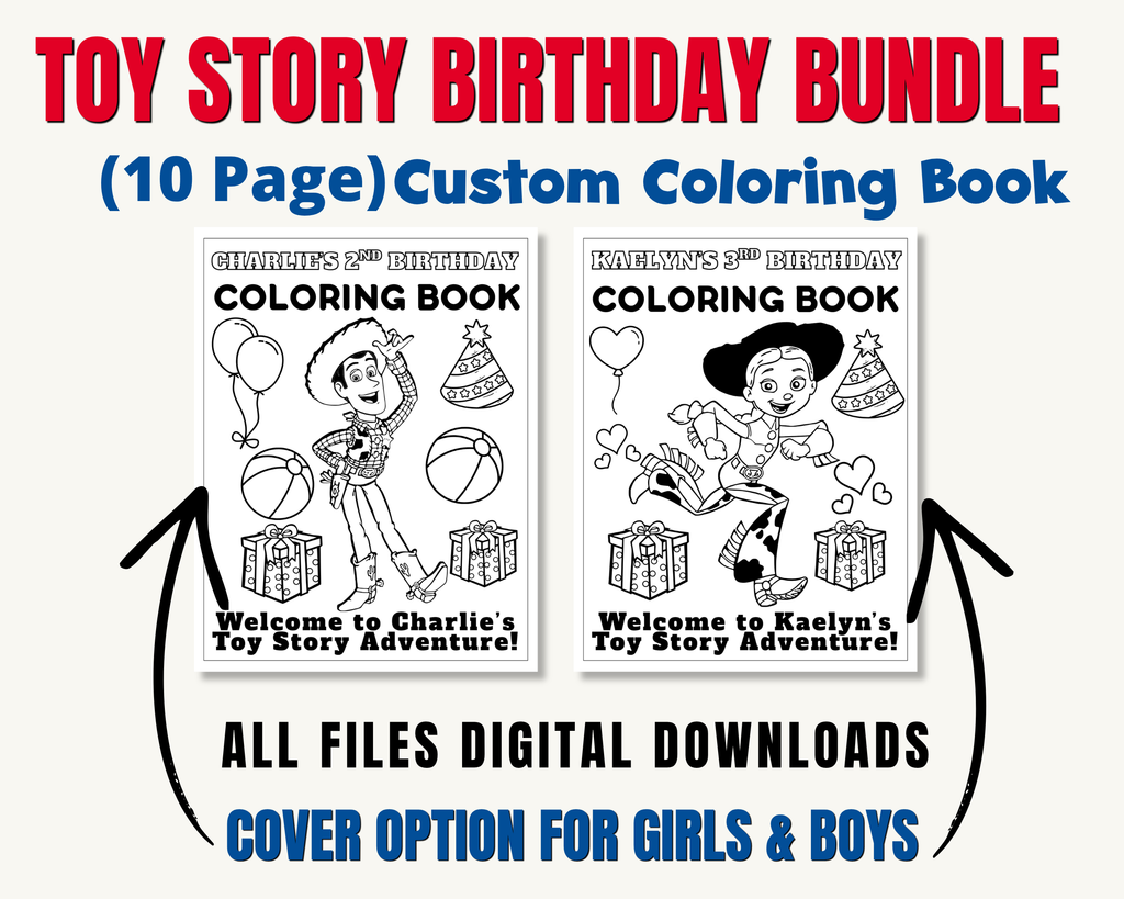 Toy Story Birthday Party Printables Bundle | Personalized Invitation, Bingo Cards, Scavenger Hunt, Memory Match & Custom Coloring Book