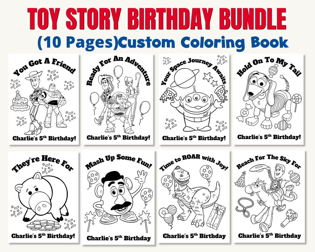Toy Story Birthday Party Printables Bundle | Personalized Invitation, Bingo Cards, Scavenger Hunt, Memory Match & Custom Coloring Book