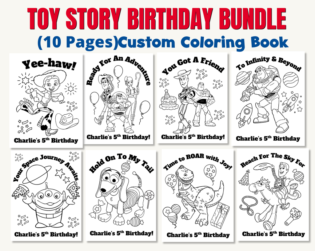 Toy Story Birthday Party Printables Bundle | Personalized Invitation, Bingo Cards, Scavenger Hunt, Memory Match & Custom Coloring Book