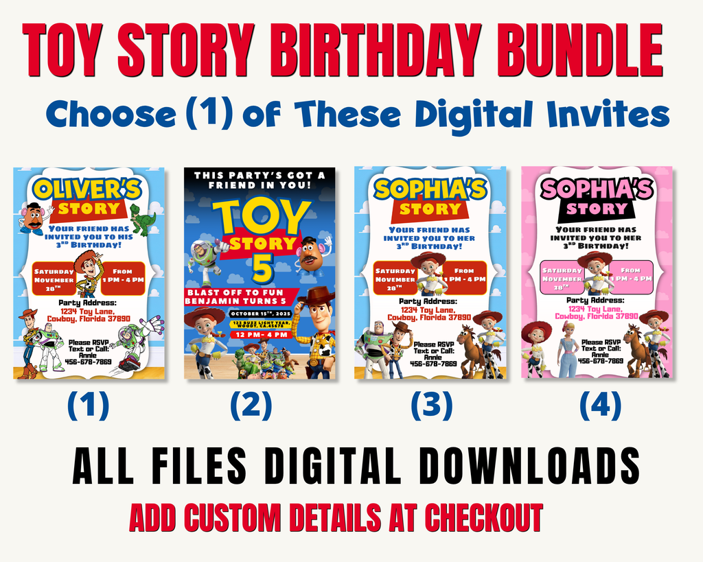 Toy Story Birthday Party Printables Bundle | Personalized Invitation, Bingo Cards, Scavenger Hunt, Memory Match & Custom Coloring Book