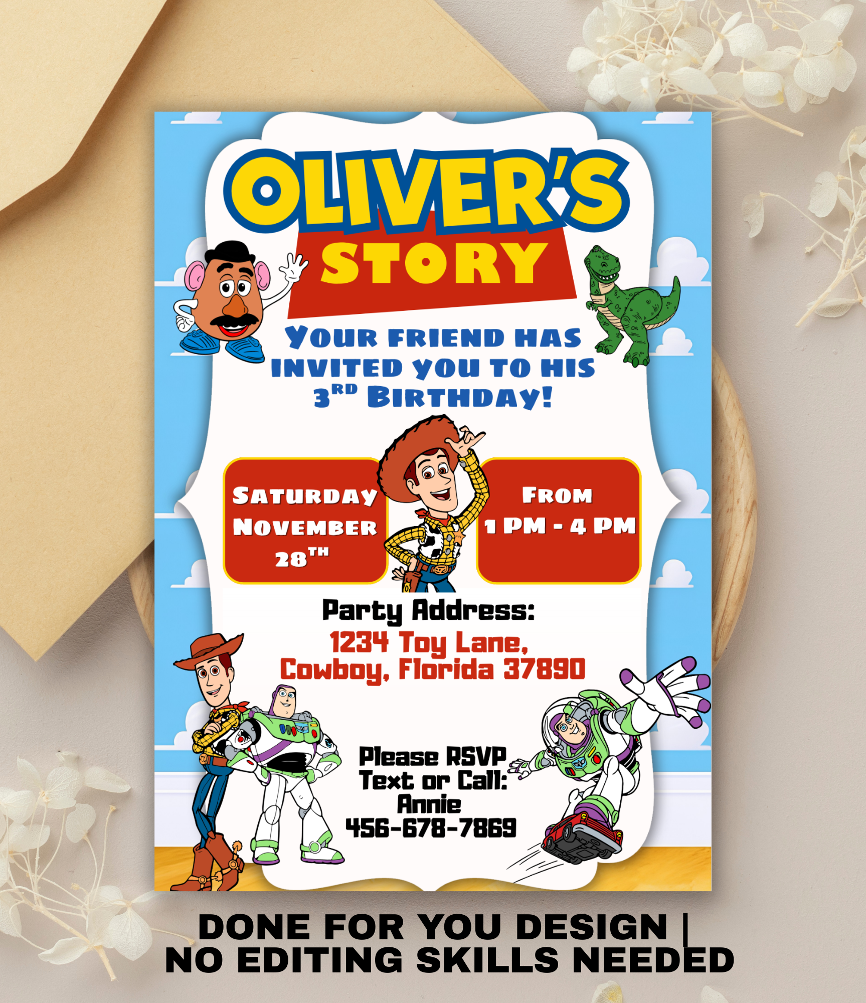 Toy Story Birthday Invitation for Boys | Personalized Toy Story Birthday Invite